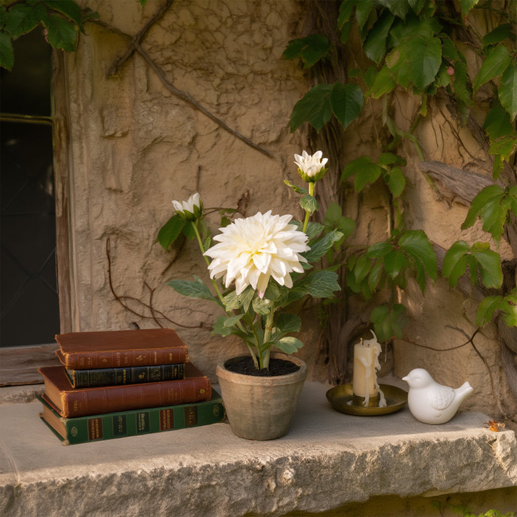 Dahlia Flowers Fake Silk Mums Flower Artificial Chrysanthemum Flowers Faux Flowers for Vase Mums in Pot Spring Decor Coffee Table Home Party Decoration