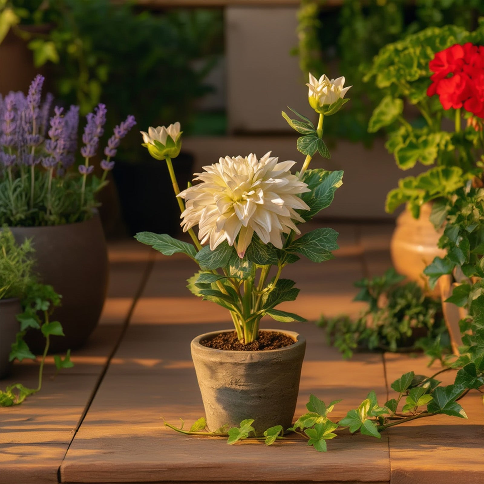 Dahlia Flowers Fake Silk Mums Flower Artificial Chrysanthemum Flowers Faux Flowers for Vase Mums in Pot Spring Decor Coffee Table Home Party Decoration