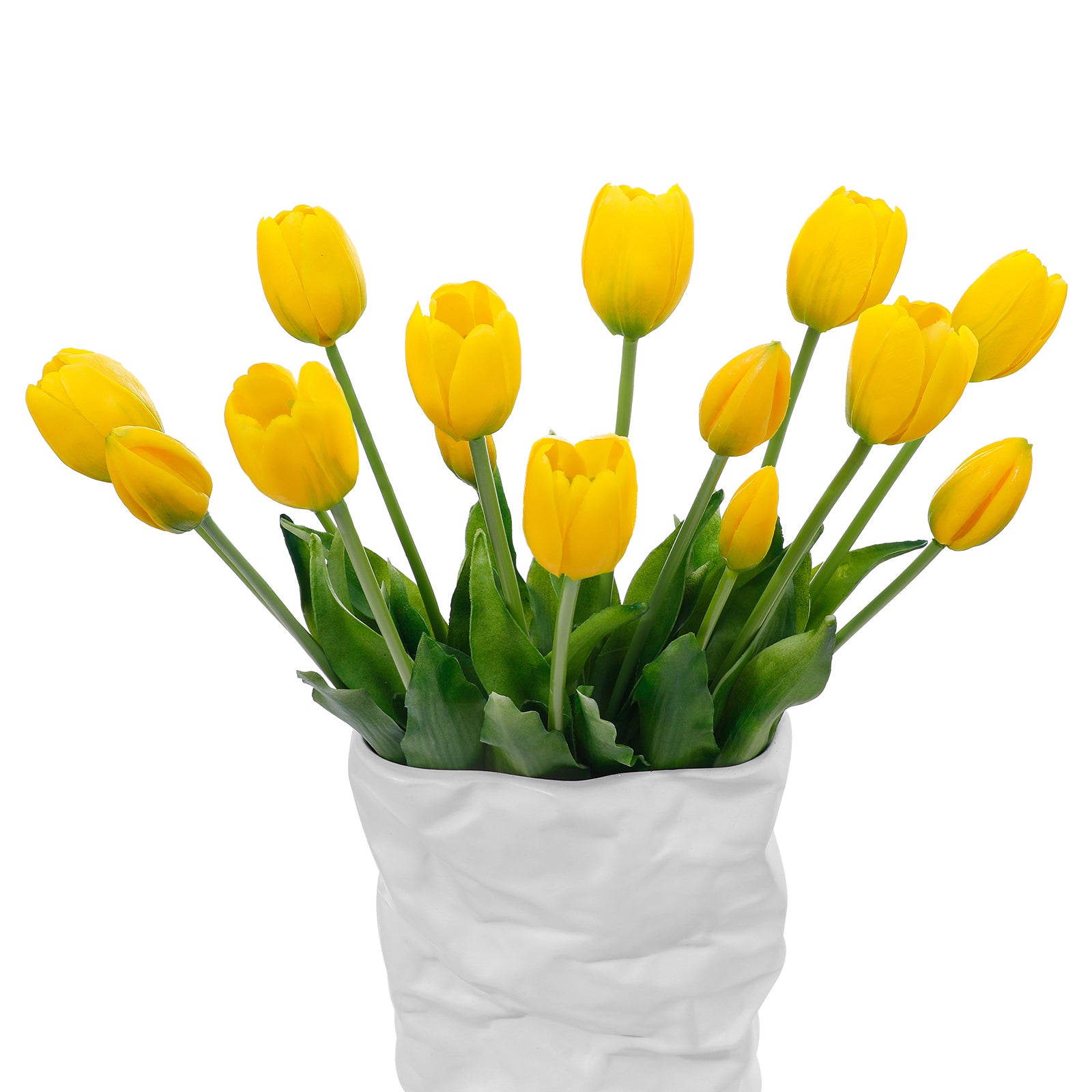 LINSIE Meat Pink Artificial Tulips Fake Flowers Premium Latex Lifelike TextureUV Resistant Waterproof Faux Tulip Bouquets with Snap-on Petals for Outdoor