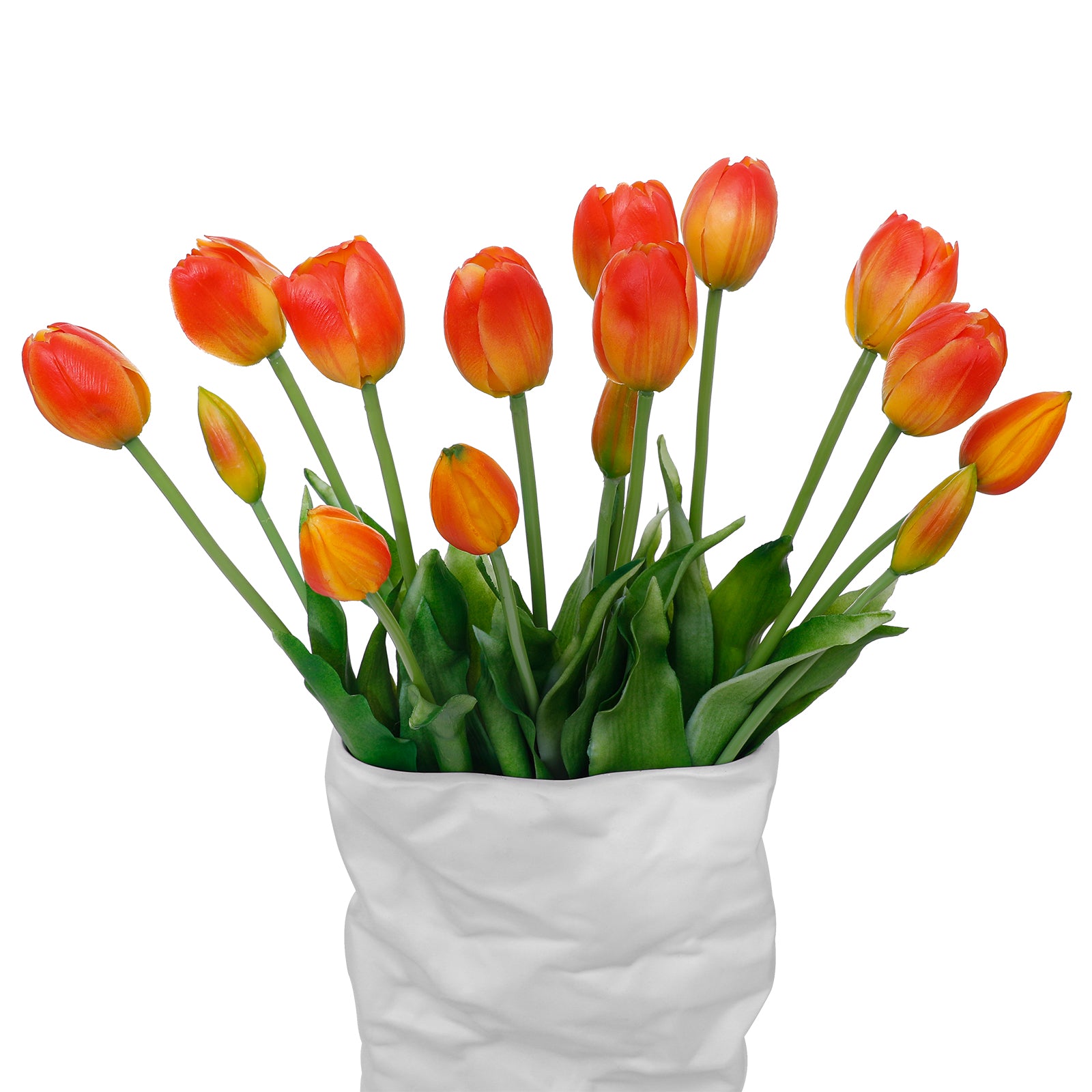 LINSIE Meat Pink Artificial Tulips Fake Flowers Premium Latex Lifelike TextureUV Resistant Waterproof Faux Tulip Bouquets with Snap-on Petals for Outdoor
