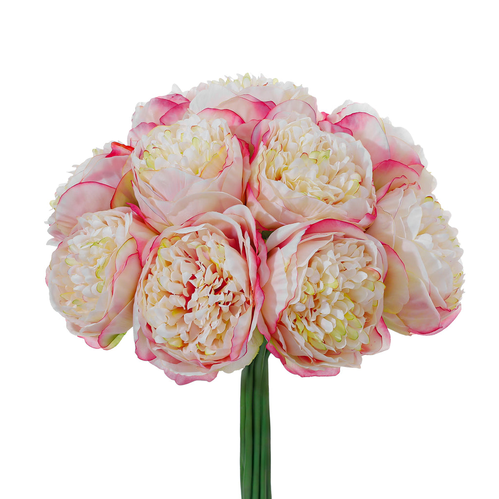 10PCS Realistic Silk Peonies Bouquet, Waterproof & UV Resistant Faux Peony Flowers, All-Weather Artificial Stems for Outdoor, Grave, Wedding Centerpiece & Home Decor