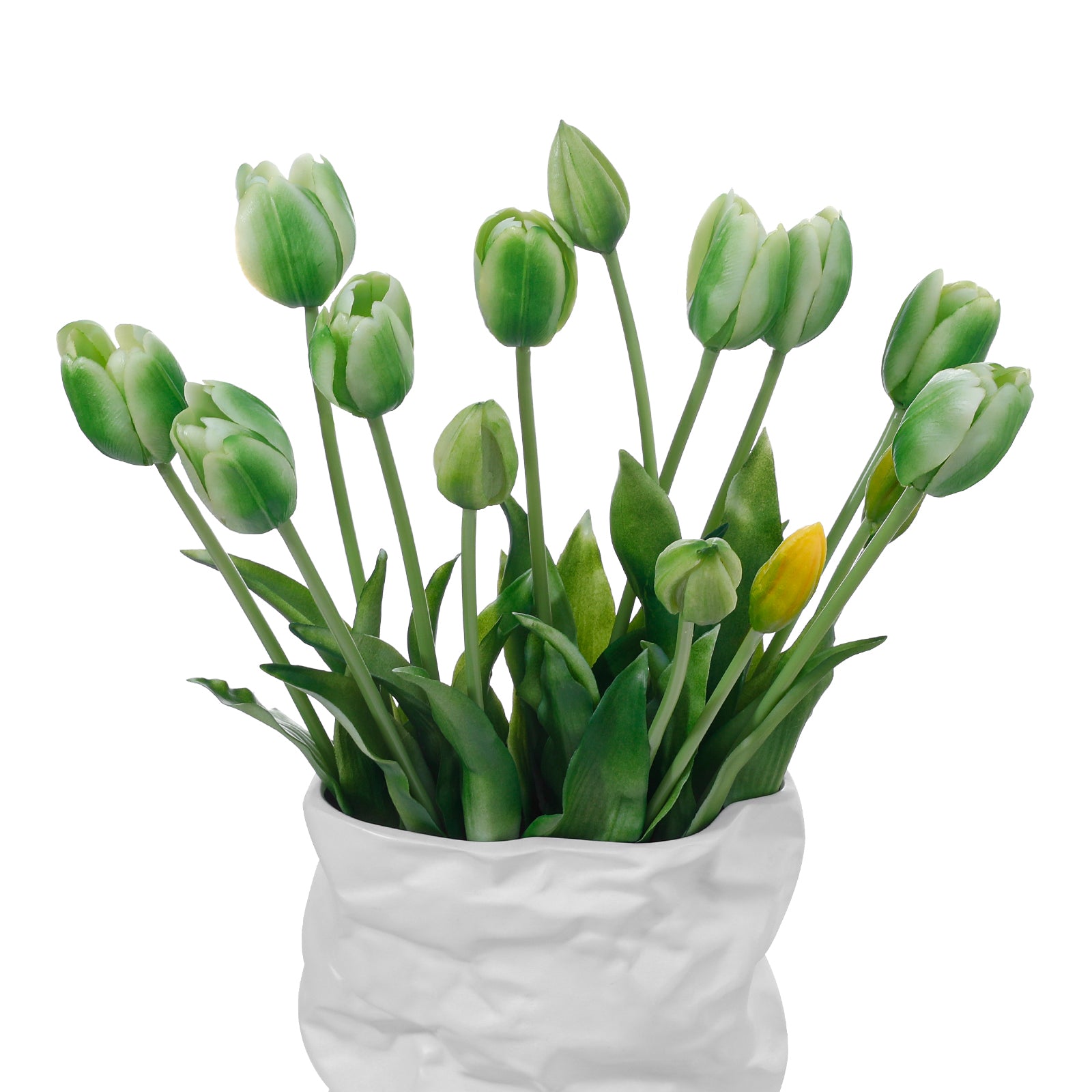 LINSIE Meat Pink Artificial Tulips Fake Flowers Premium Latex Lifelike TextureUV Resistant Waterproof Faux Tulip Bouquets with Snap-on Petals for Outdoor