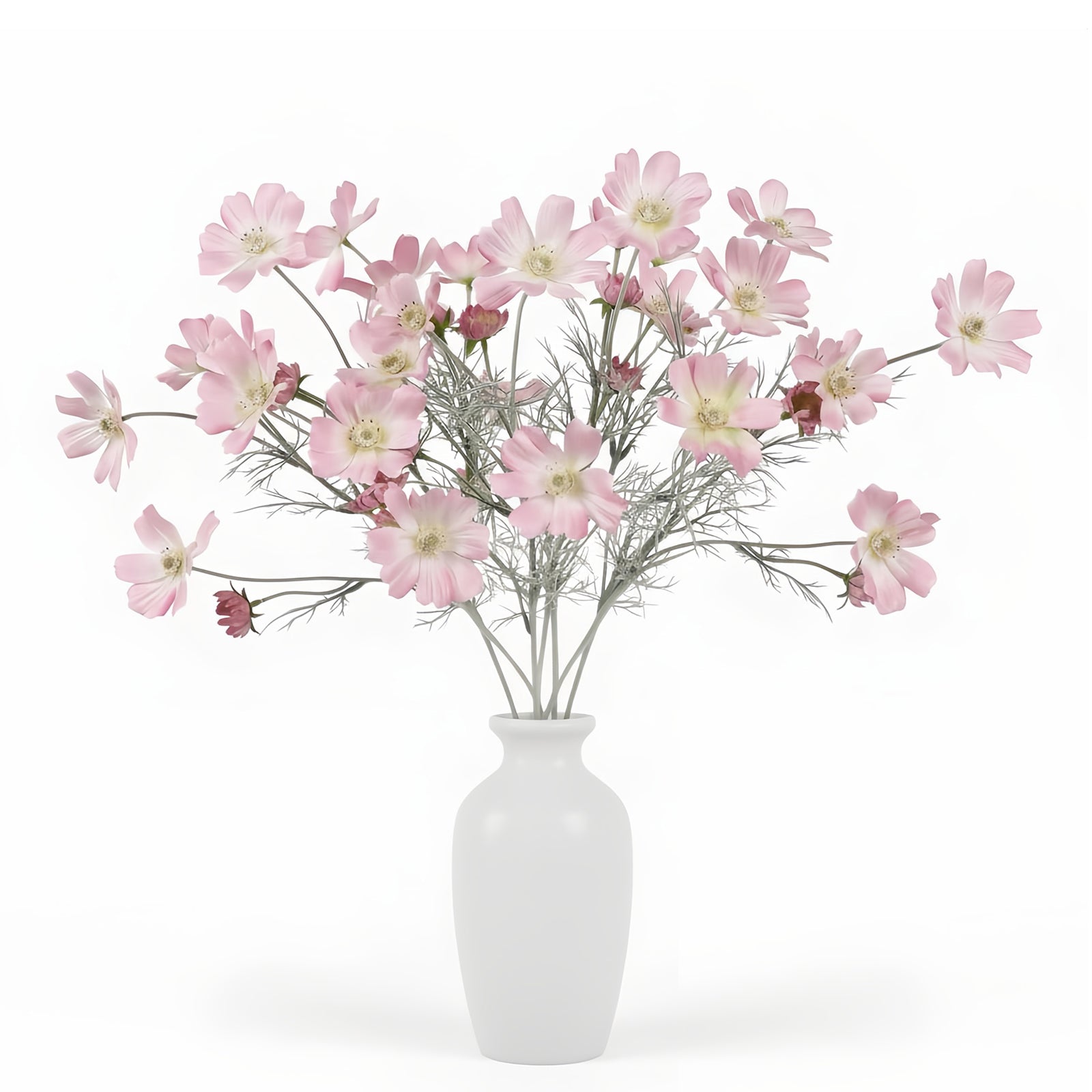 4 Pcs 24" Tall Artificial Cosmos Flowers for Vases, Fake Silk Daisy Floral Branches with Realistic Flocked Bendable Stems, Multi-Headed Faux Blooms for Table, Home Decor, Wedding