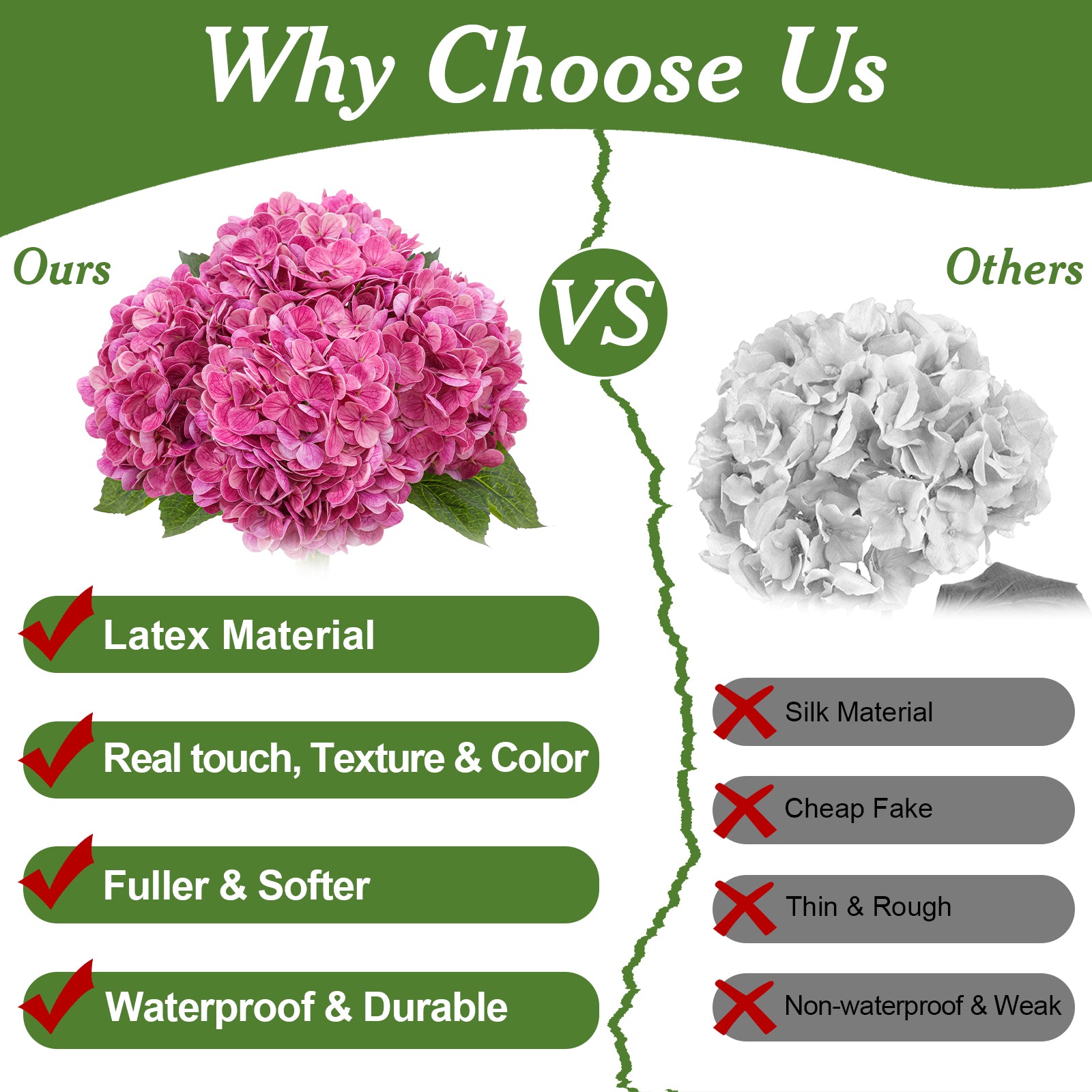 4 Pcs Artificial Hydrangea Silk Flowers with Stems, 19.7" Pink Faux Hydrangeas Bouquet, 240 Petals, UV Resistant & Waterproof Fake Flower for Outdoor Wedding Home Decor
