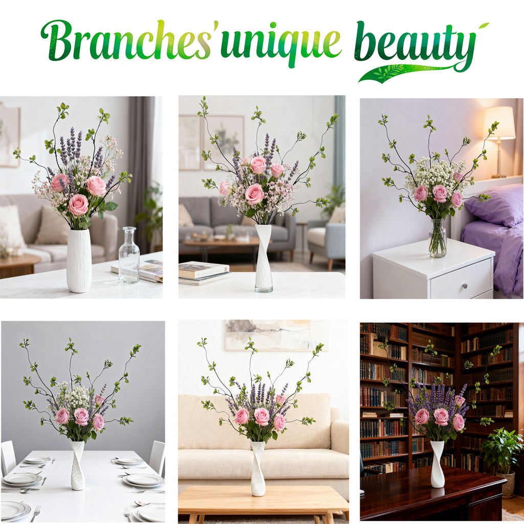 4 Pcs 38.5" Tall Artificial Branches with Leaves, Realistic Faux Ficus Greenery Stems, Bendable Fake Plant Twigs for Tall Floor Vases, Home Centerpiece, Office & Spring Decor
