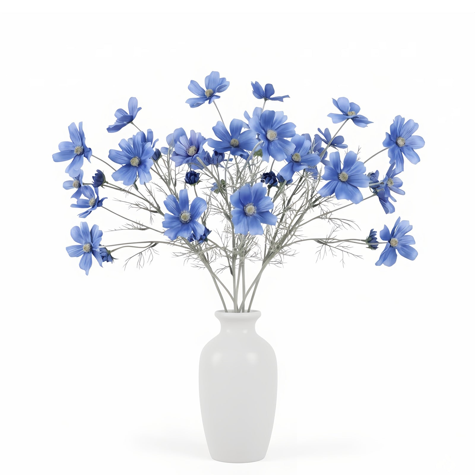 4 Pcs 24" Tall Artificial Cosmos Flowers for Vases, Fake Silk Daisy Floral Branches with Realistic Flocked Bendable Stems, Multi-Headed Faux Blooms for Table, Home Decor, Wedding