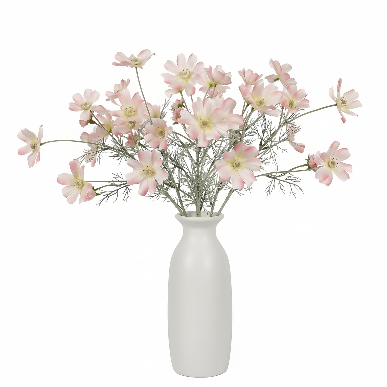 4 Pcs 24" Tall Artificial Cosmos Flowers for Vases, Fake Silk Daisy Floral Branches with Realistic Flocked Bendable Stems, Multi-Headed Faux Blooms for Table, Home Decor, Wedding