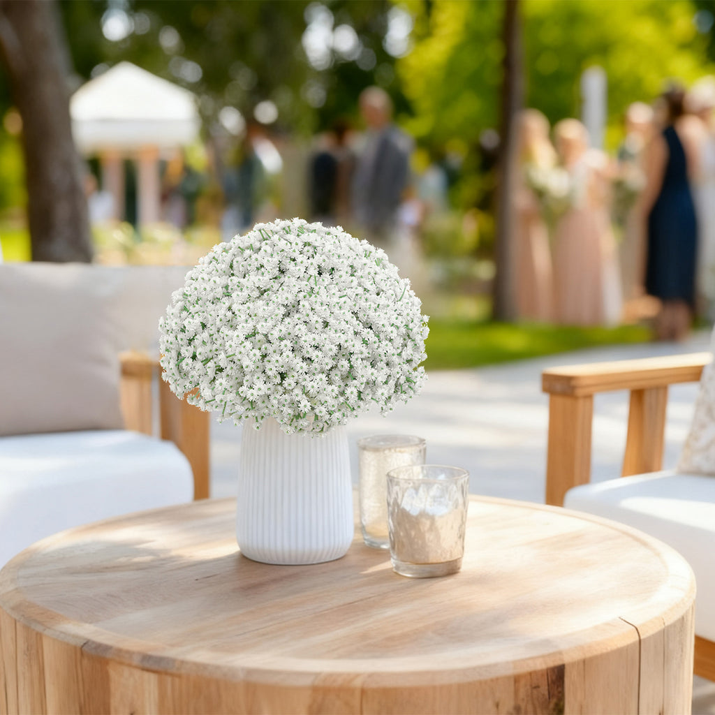 LINSIE 30 Pcs White Artificial Baby's Breath Flowers, Lifelike Rubber Fake Gypsophila Bouquets, 8.26" Short Stems with 1350 Blooms for Wedding Centerpieces, DIY Floral Arrangements & Home Decor