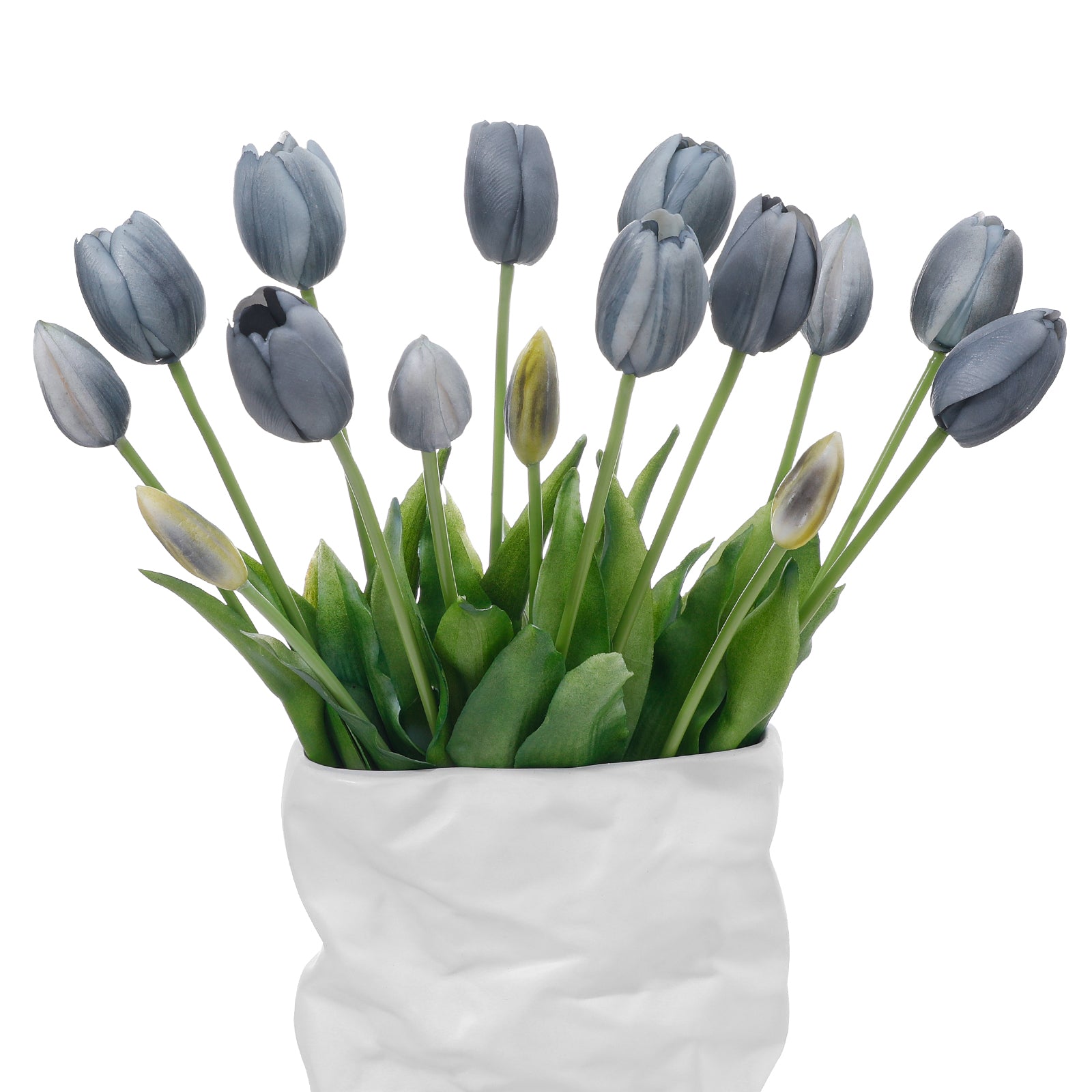 LINSIE Meat Pink Artificial Tulips Fake Flowers Premium Latex Lifelike TextureUV Resistant Waterproof Faux Tulip Bouquets with Snap-on Petals for Outdoor