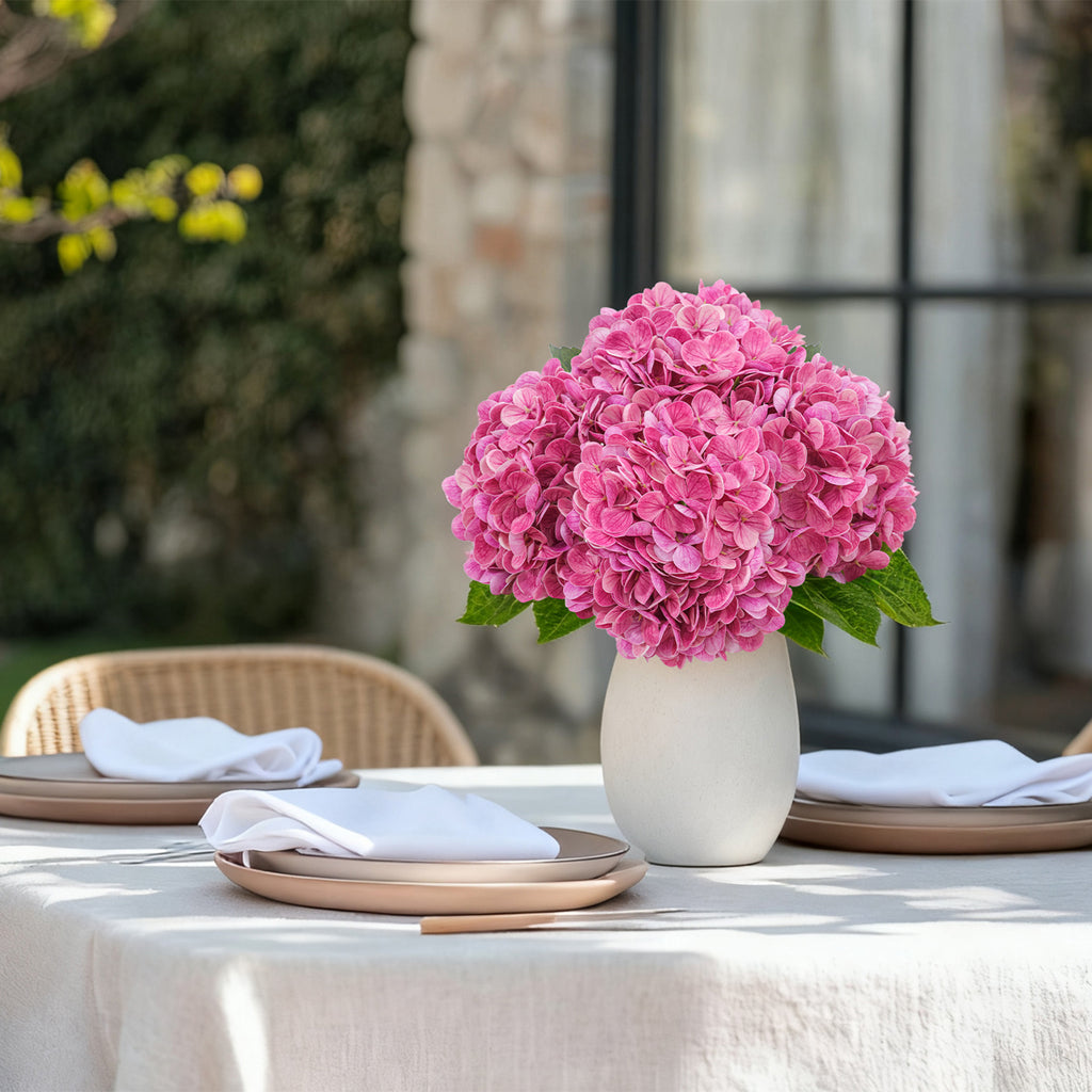 4 Pcs Artificial Hydrangea Silk Flowers with Stems, 19.7" Pink Faux Hydrangeas Bouquet, 240 Petals, UV Resistant & Waterproof Fake Flower for Outdoor Wedding Home Decor