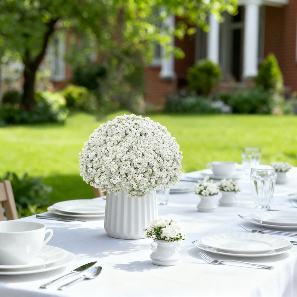 LINSIE 30 Pcs White Artificial Baby's Breath Flowers, Lifelike Rubber Fake Gypsophila Bouquets, 8.26" Short Stems with 1350 Blooms for Wedding Centerpieces, DIY Floral Arrangements & Home Decor
