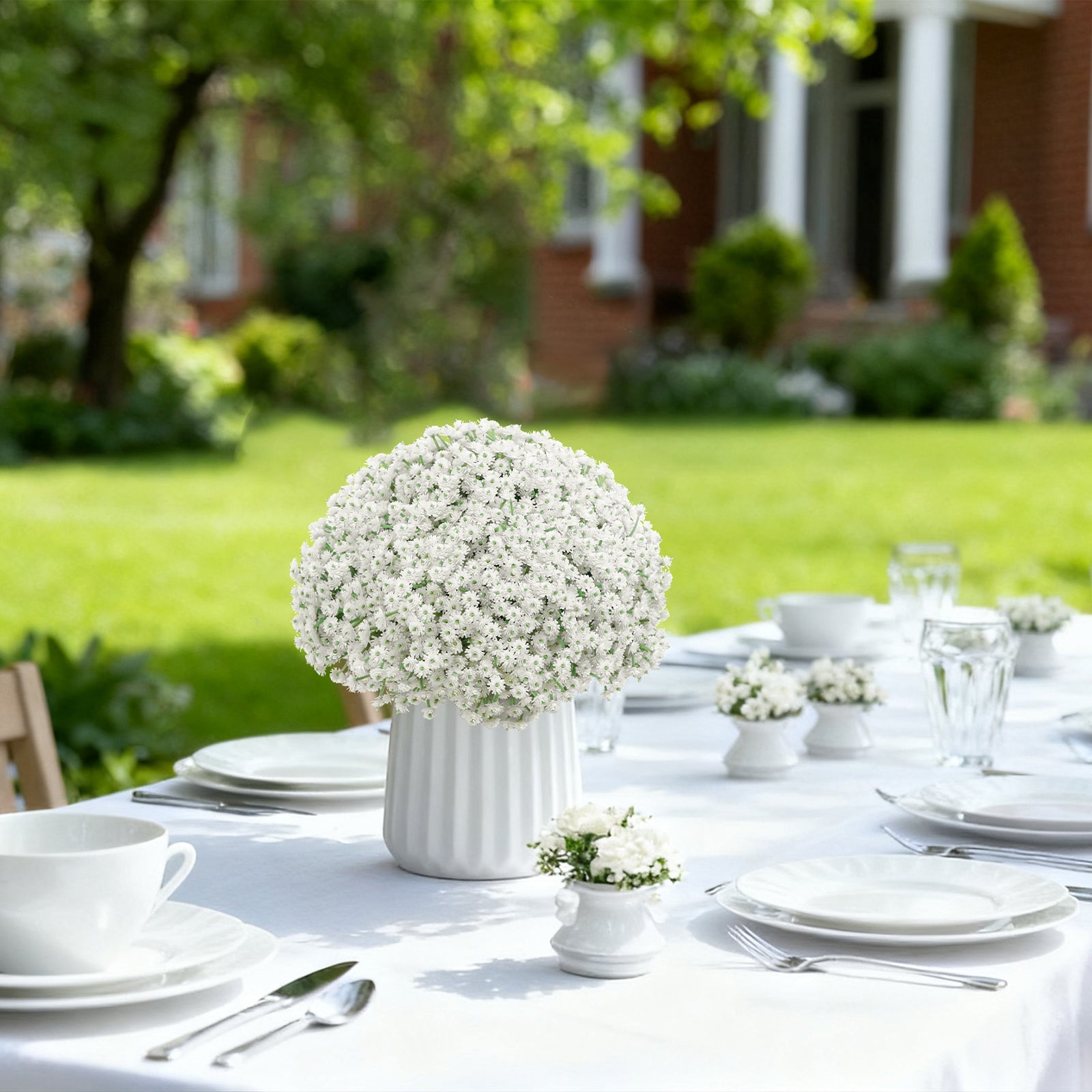 LINSIE 30 Pcs White Artificial Baby's Breath Flowers, Lifelike Rubber Fake Gypsophila Bouquets, 8.26" Short Stems with 1350 Blooms for Wedding Centerpieces, DIY Floral Arrangements & Home Decor