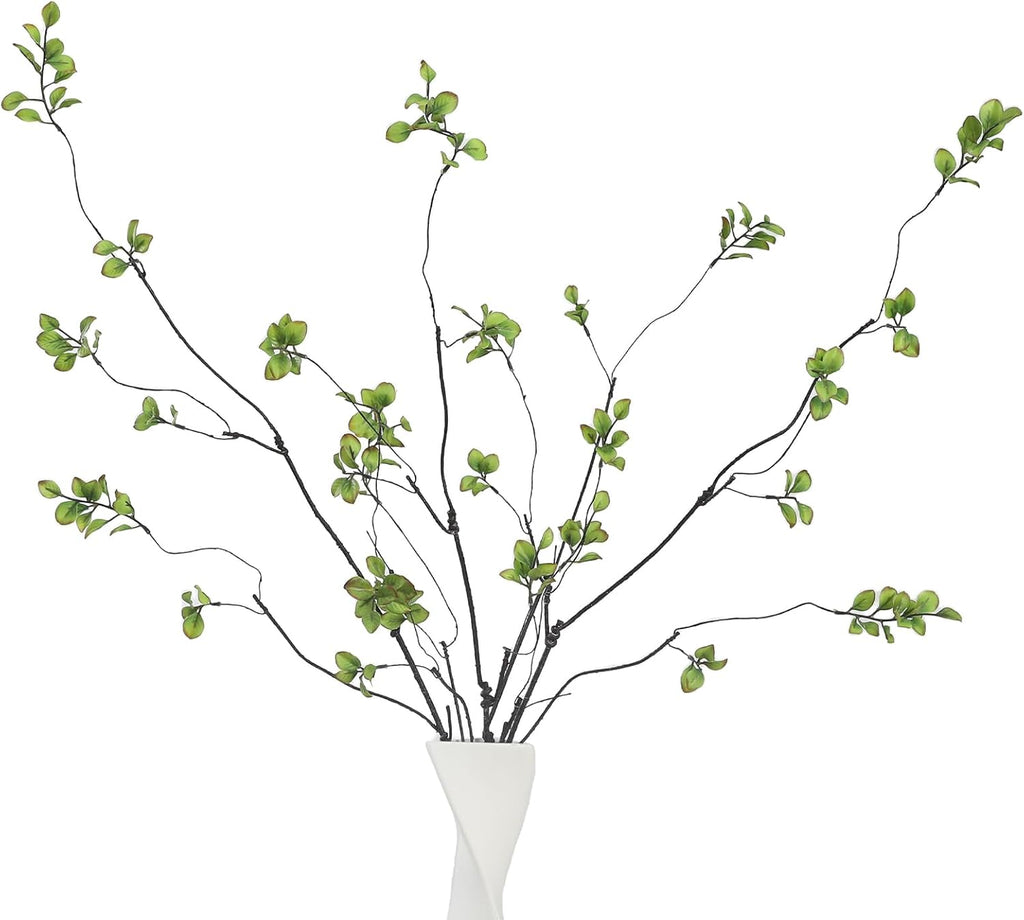 4 Pcs 38.5" Tall Artificial Branches with Leaves, Realistic Faux Ficus Greenery Stems, Bendable Fake Plant Twigs for Tall Floor Vases, Home Centerpiece, Office & Spring Decor