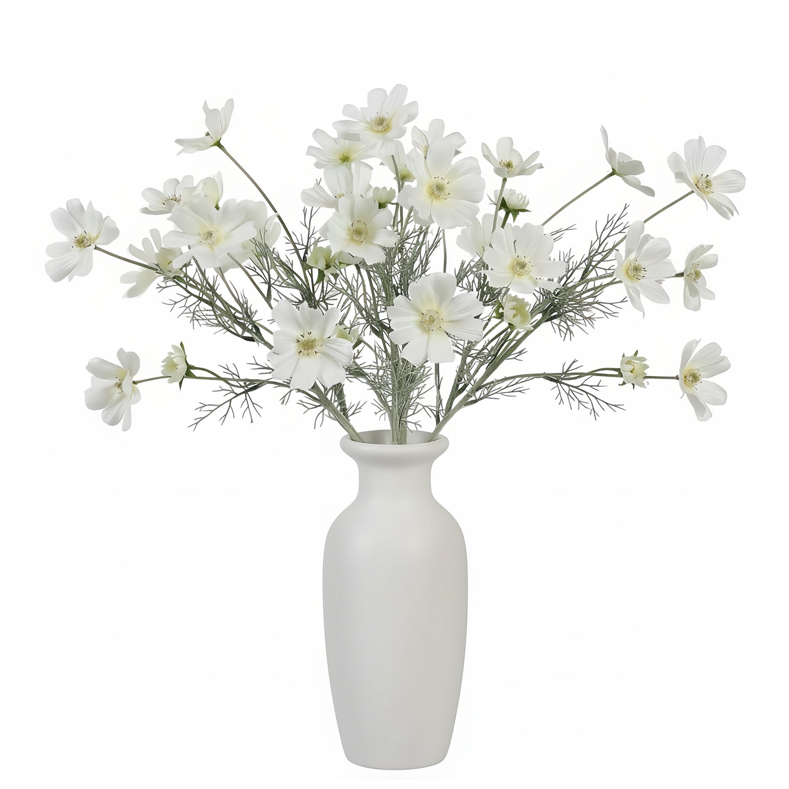 4 Pcs 24" Tall Artificial Cosmos Flowers for Vases, Fake Silk Daisy Floral Branches with Realistic Flocked Bendable Stems, Multi-Headed Faux Blooms for Table, Home Decor, Wedding