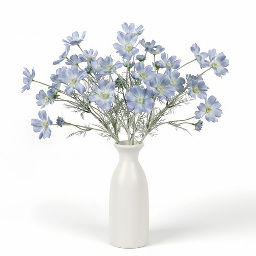 4 Pcs 24" Tall Artificial Cosmos Flowers for Vases, Fake Silk Daisy Floral Branches with Realistic Flocked Bendable Stems, Multi-Headed Faux Blooms for Table, Home Decor, Wedding